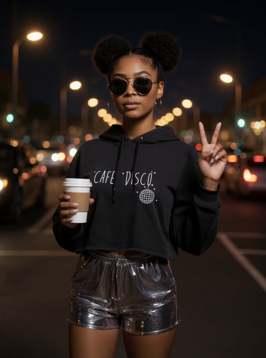 Café Disco Cropped Hoodie