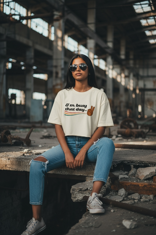 “I’m Busy That Day” Crop Tee